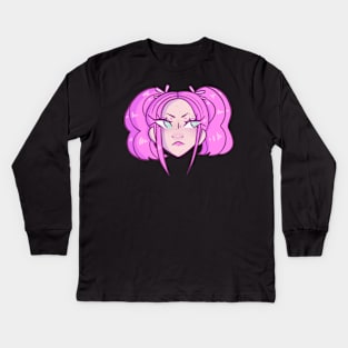 Pink Haired Girl Kids Long Sleeve T-Shirt